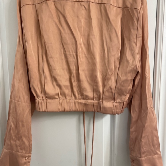 PERRY SATIN WRAP FRONT TIE WAIST TOP - Picture 4 of 6